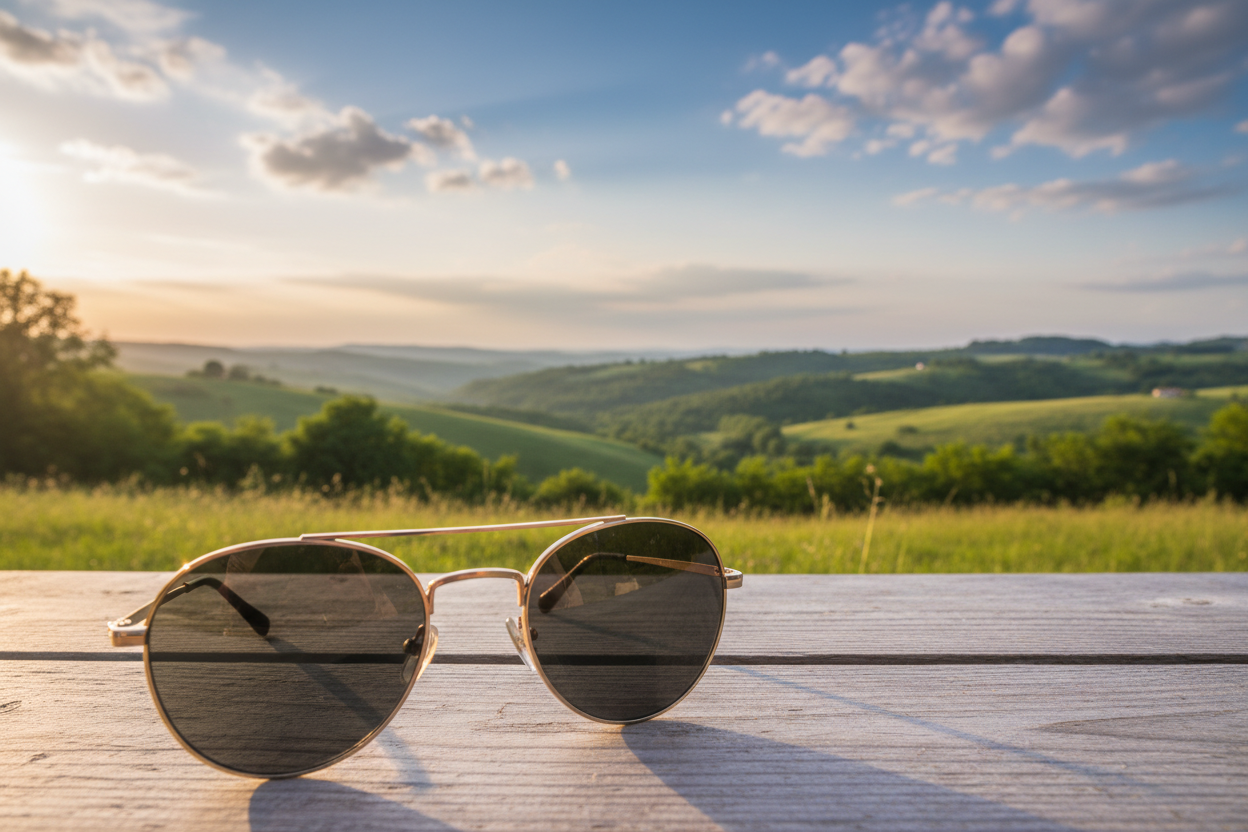 sunglasses and a beautiful landscape